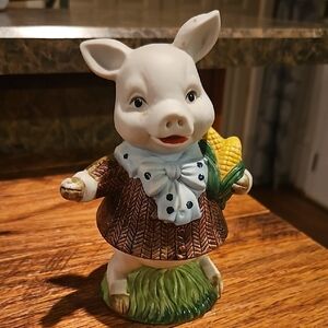 Vintage Pig Figurine with Corn